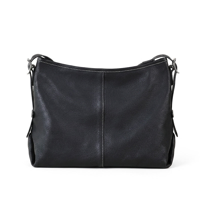 Full Grain Vegetable Tanned Leather Hobo Bag Slouchy Shoulder Crossbody Bag for Women