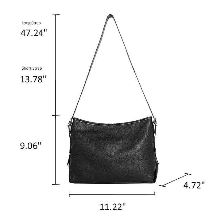 Full Grain Vegetable Tanned Leather Hobo Bag Slouchy Shoulder Crossbody Bag for Women