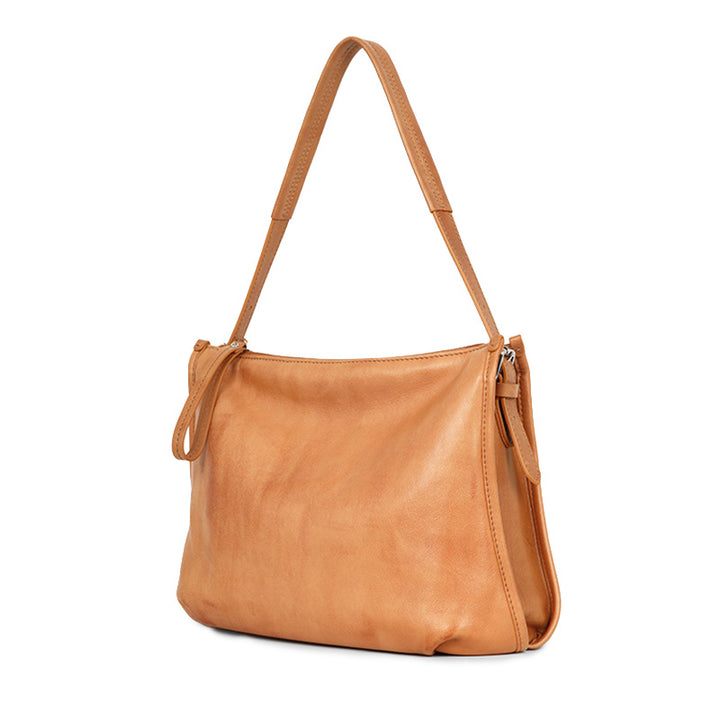 Yellow Full Grain Leather Crossbody Bag Small Vintage Shoulder Bag for Women