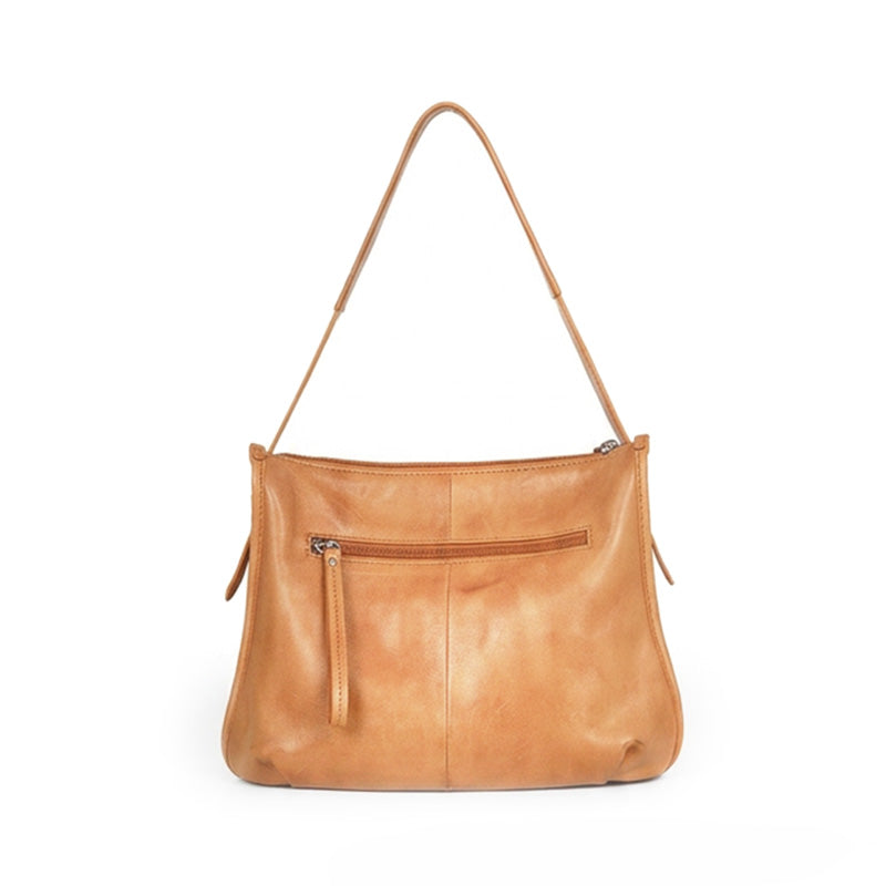Yellow Full Grain Leather Crossbody Bag Small Vintage Shoulder Bag for Women