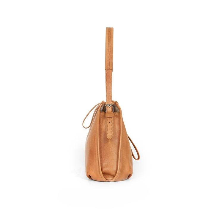 Yellow Full Grain Leather Crossbody Bag Small Vintage Shoulder Bag for Women