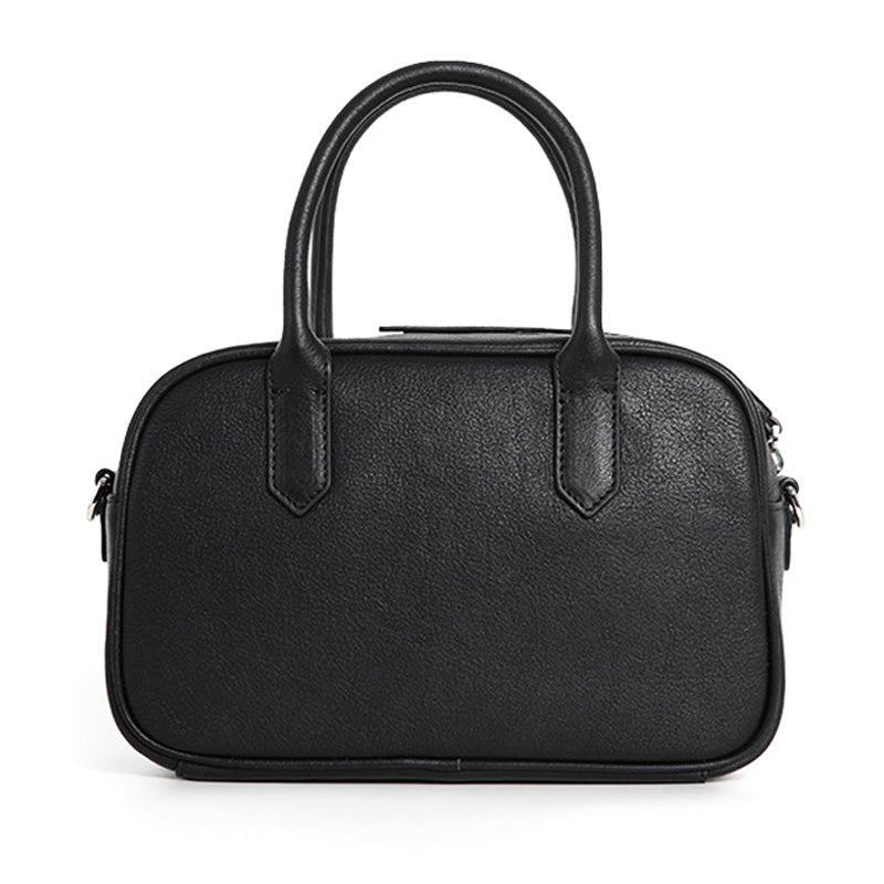 Small Full Grain Leather Boston Bag Top Handle Crossbody Shoulder Bag for Women