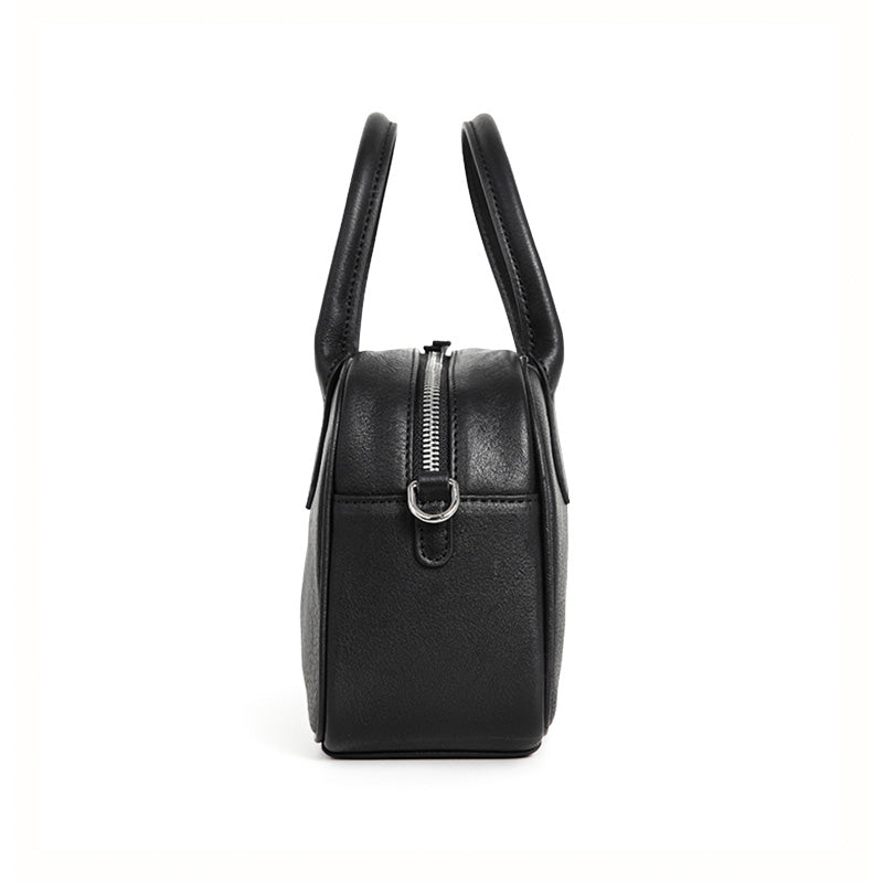 Small Full Grain Leather Boston Bag Top Handle Crossbody Shoulder Bag for Women