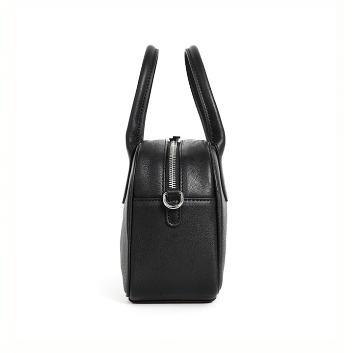 Small Full Grain Leather Boston Bag Top Handle Crossbody Shoulder Bag for Women