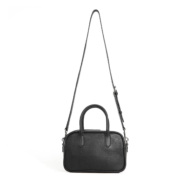 Small Full Grain Leather Boston Bag Top Handle Crossbody Shoulder Bag for Women