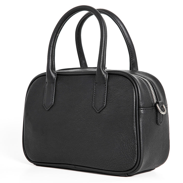Small Full Grain Leather Boston Bag Top Handle Crossbody Shoulder Bag for Women