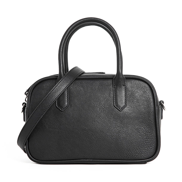 Small Full Grain Leather Boston Bag Top Handle Crossbody Shoulder Bag for Women