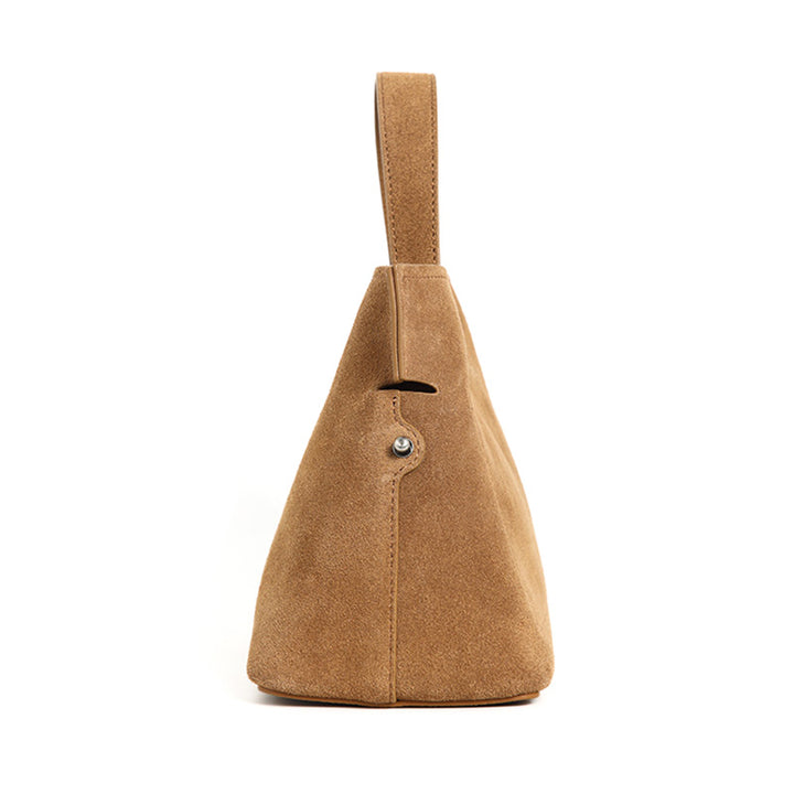 Suede Slouchy Shoulder Bag for Women Soft Leather Crossbody Handbag in Coffee &amp; Khaki
