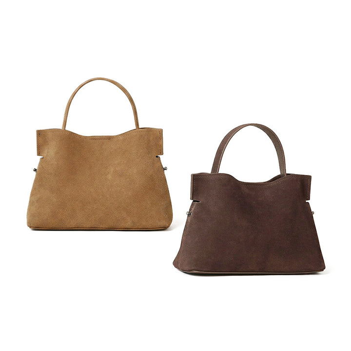 Suede Slouchy Shoulder Bag for Women Soft Leather Crossbody Handbag in Coffee &amp; Khaki