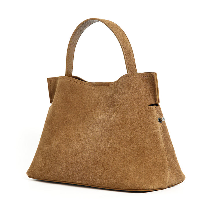 Suede Slouchy Shoulder Bag for Women Soft Leather Crossbody Handbag in Coffee &amp; Khaki