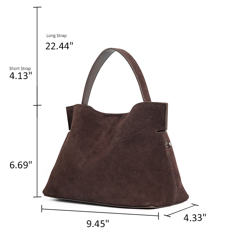 Suede Slouchy Shoulder Bag for Women Soft Leather Crossbody Handbag in Coffee &amp; Khaki
