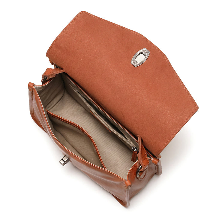 Small Leather Satchel Bag for Women Top Grain Calfskin Top Handle Crossbody Handbag