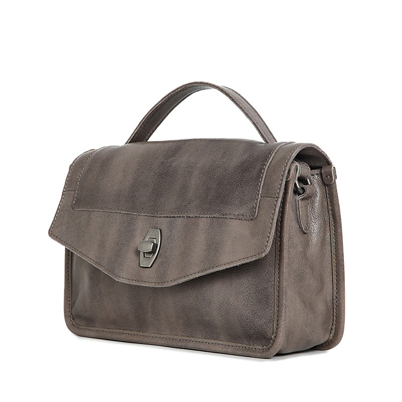 Small Leather Satchel Bag for Women Top Grain Calfskin Top Handle Crossbody Handbag