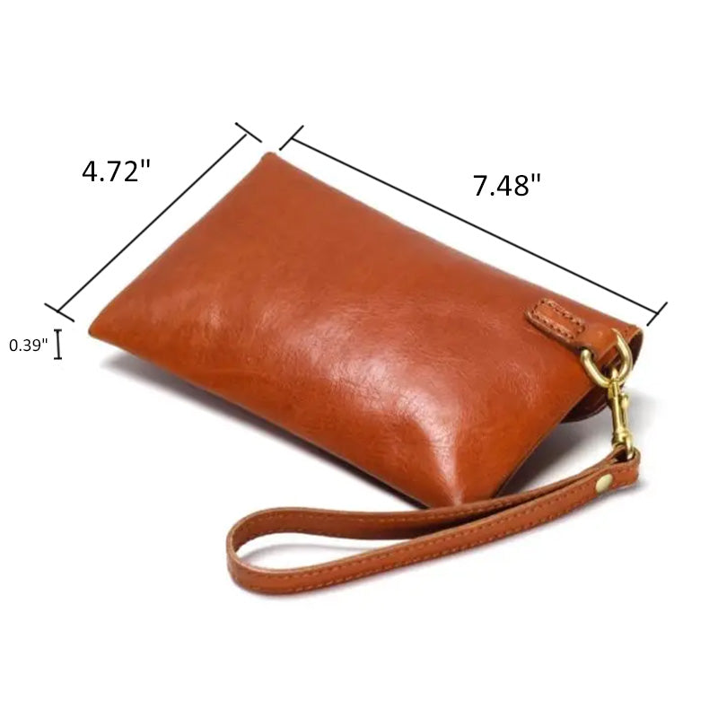 Leather Wristlet Clutch Bag for Women Envelope Purse with Twist Lock