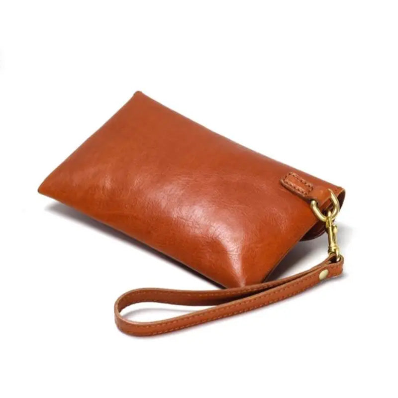 Leather Wristlet Clutch Bag for Women Envelope Purse with Twist Lock