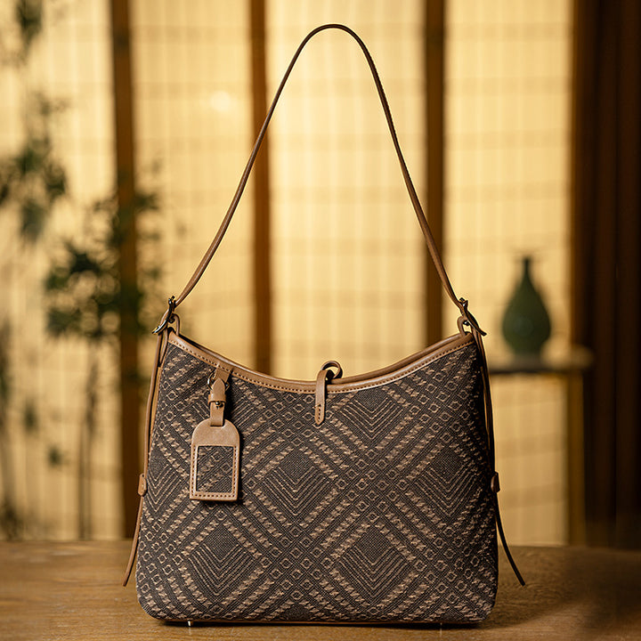 Mulberry Silk Hobo Bag Chinese Xiangyunsha Leather Shoulder Crossbody Bag for Women