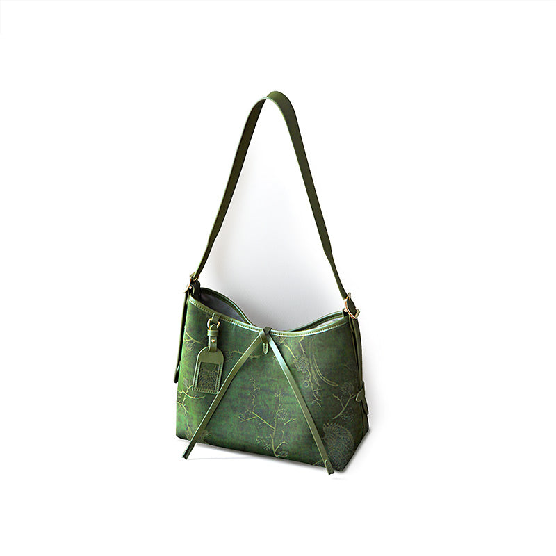 Mulberry Silk Hobo Bag Chinese Xiangyunsha Leather Shoulder Crossbody Bag for Women