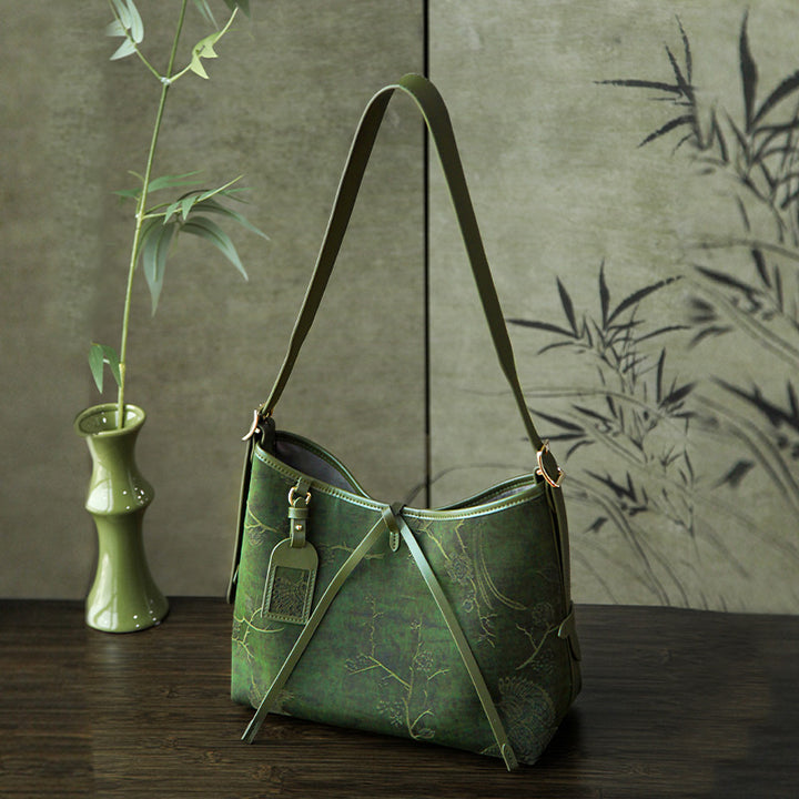 Mulberry Silk Hobo Bag Chinese Xiangyunsha Leather Shoulder Crossbody Bag for Women