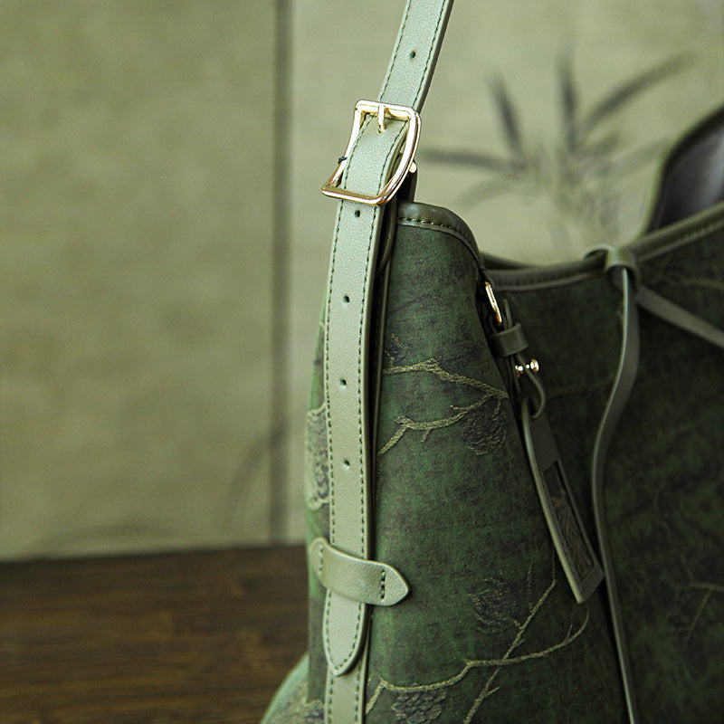 Mulberry Silk Hobo Bag Chinese Xiangyunsha Leather Shoulder Crossbody Bag for Women