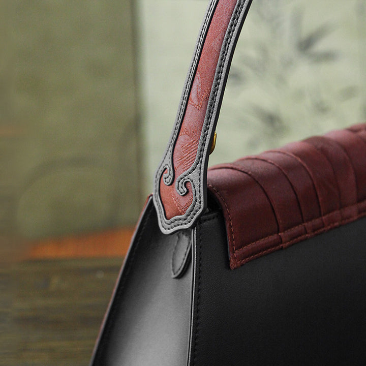 Fan-Pleated Silk Top Handle Bag Xiangyunsha &amp; Beaded Handle Gold, Red &amp; Green