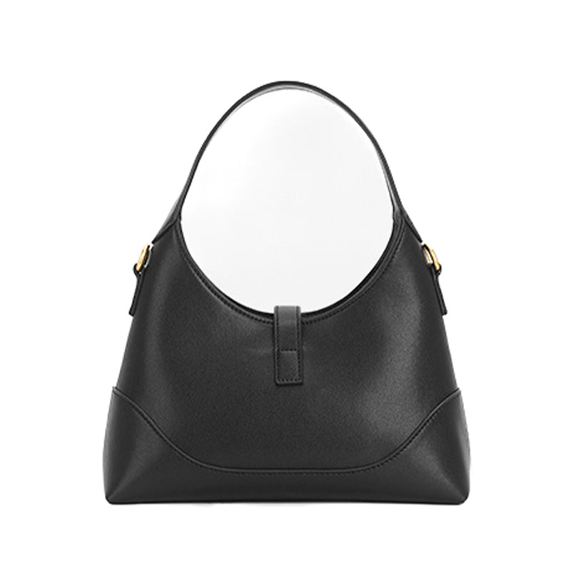 Butterfly Underarm Bag Black Leather &amp; Song Brocade Silk Shell Inlay Detail