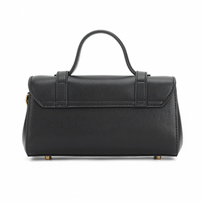 Five Stars Satchel Bag Black Leather &amp; Shu Brocade Silk Han Dynasty Motif