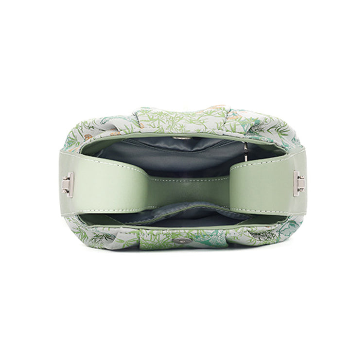 Underarm Top Handle Bag Pink Green &amp; Black Shu Brocade Song Brocade Xiangyunsha