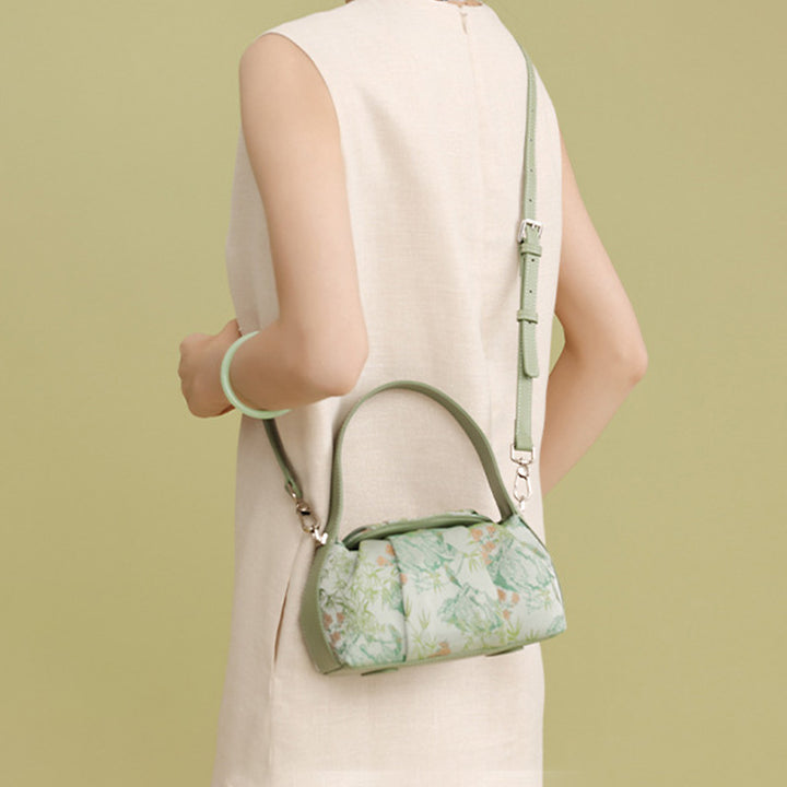 Underarm Top Handle Bag Pink Green &amp; Black Shu Brocade Song Brocade Xiangyunsha
