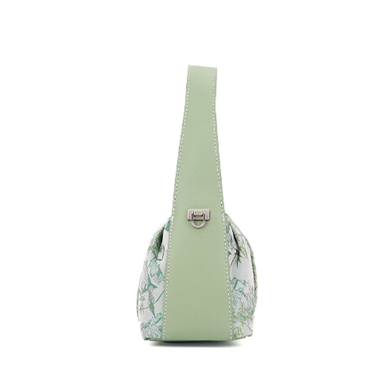 Underarm Top Handle Bag Pink Green &amp; Black Shu Brocade Song Brocade Xiangyunsha