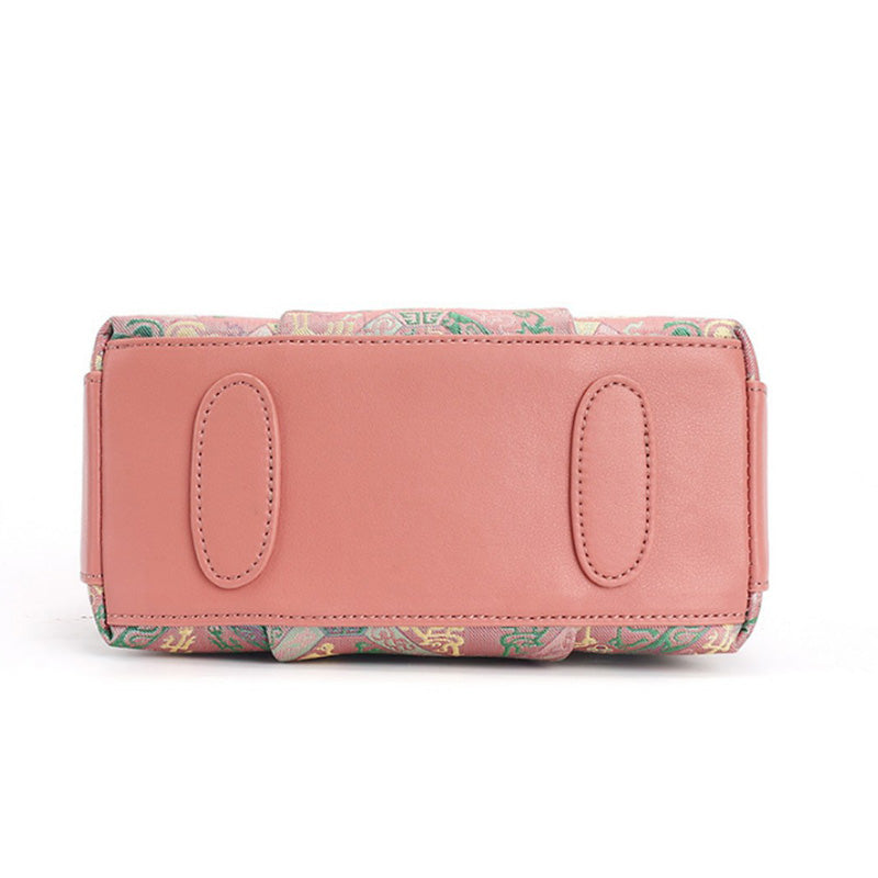 Underarm Top Handle Bag Pink Green &amp; Black Shu Brocade Song Brocade Xiangyunsha