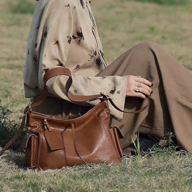 Top Grain Leather Hobo Bag Large Slouchy Tote for Work &amp; Travel