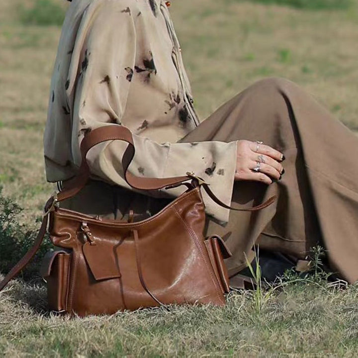 Top Grain Leather Hobo Bag Large Slouchy Tote for Work &amp; Travel