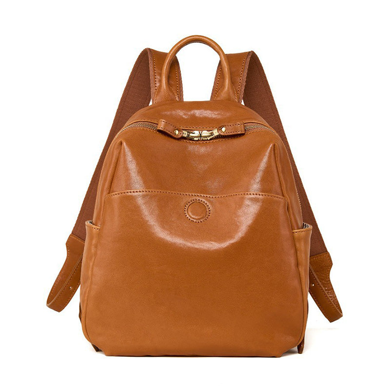 Full Grain Leather Backpack Vegetable Tanned Cowhide Travel Bag for Women