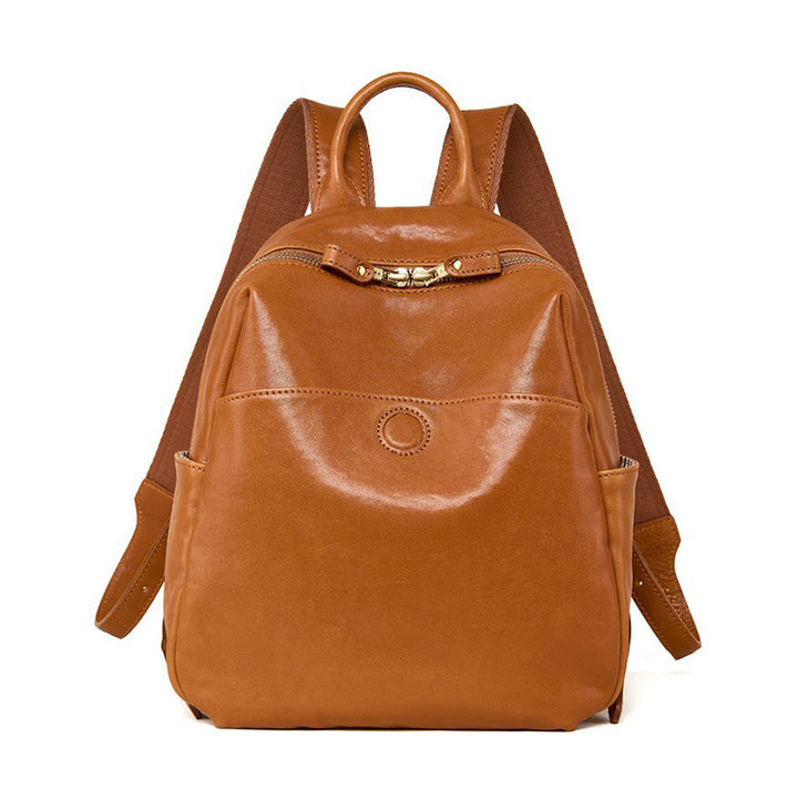 Full Grain Leather Backpack Vegetable Tanned Cowhide Travel Bag for Women