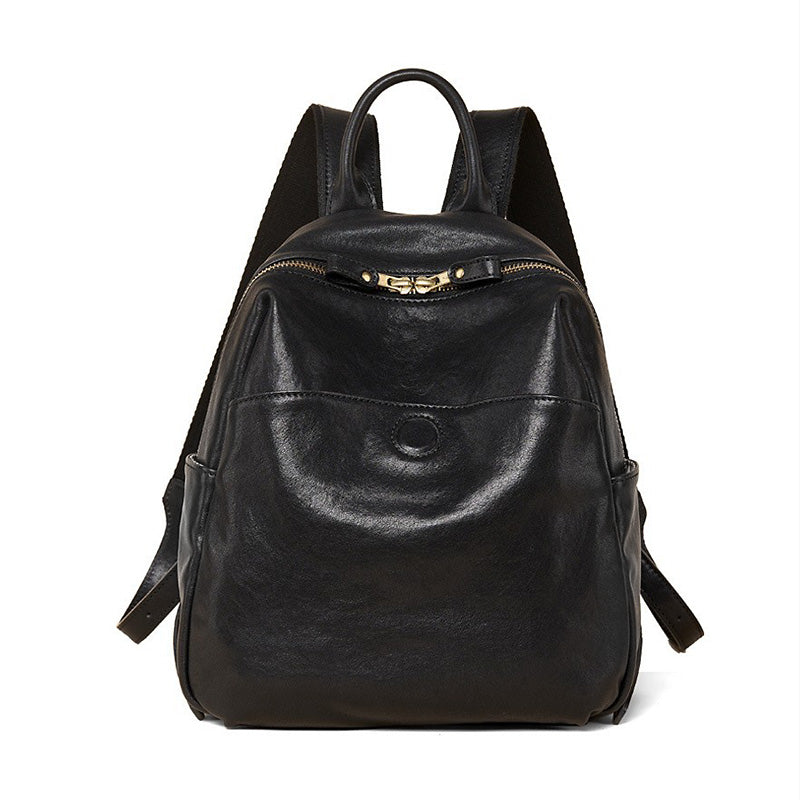 Full Grain Leather Backpack Vegetable Tanned Cowhide Travel Bag for Women