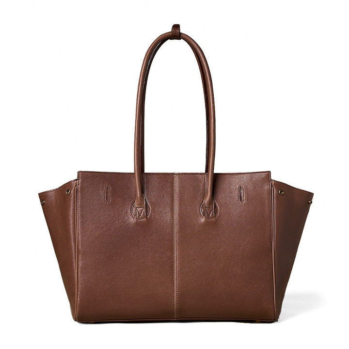 Leather Laptop Tote Bag Top Grain Cowhide British Heritage Style Coffee &amp; Black