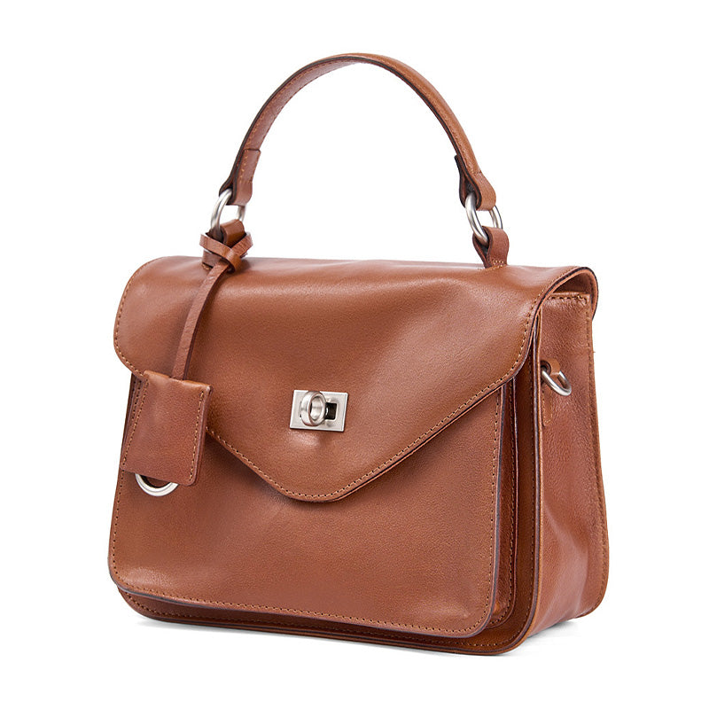 Vintage Leather Satchel Bag Vegetable Tanned &amp; Gold-Plated Hardware 3 Colors