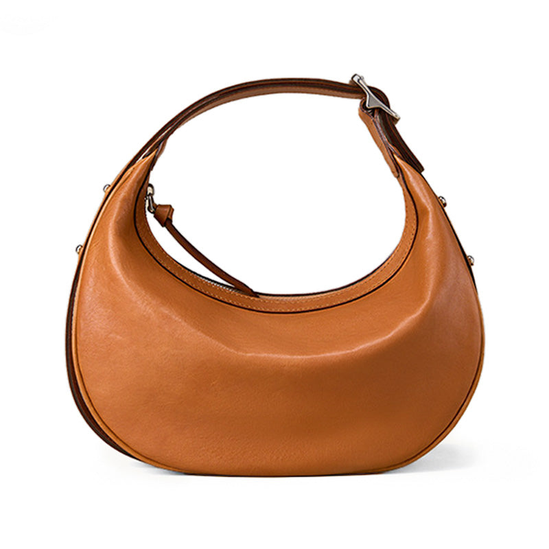 Vegetable Tanned Leather Dumpling Hobo Bag Underarm Crossbody Shoulder Bag