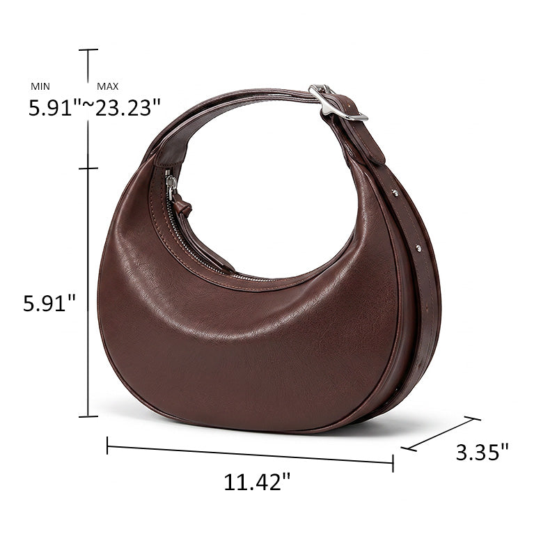 Vegetable Tanned Leather Dumpling Hobo Bag Underarm Crossbody Shoulder Bag