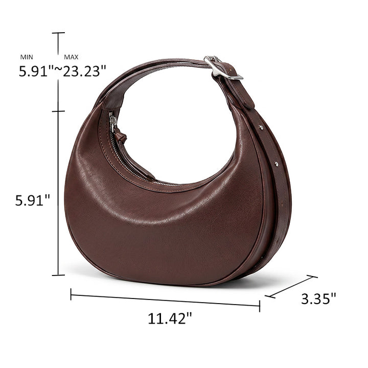 Vegetable Tanned Leather Dumpling Hobo Bag Underarm Crossbody Shoulder Bag