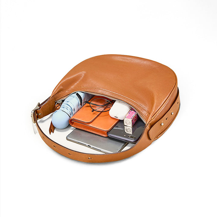 Vegetable Tanned Leather Dumpling Hobo Bag Underarm Crossbody Shoulder Bag