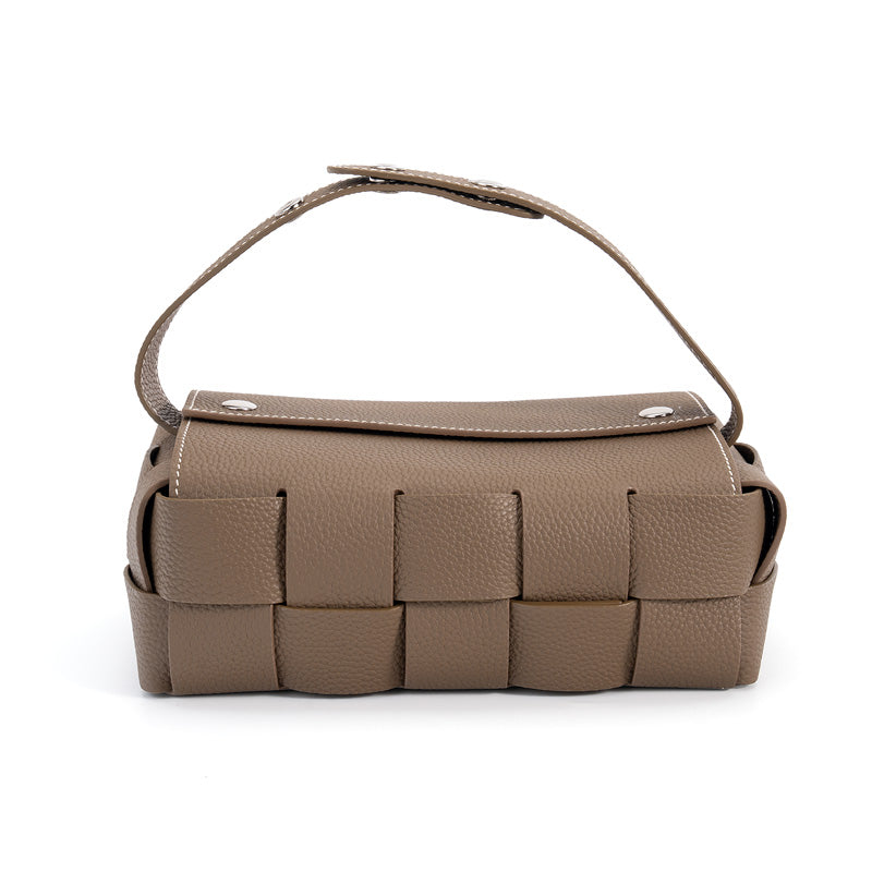 Woven Leather Tissue Box Cover Handcrafted Top Grain Cowhide Decorative Tissue Holder 4 Colors