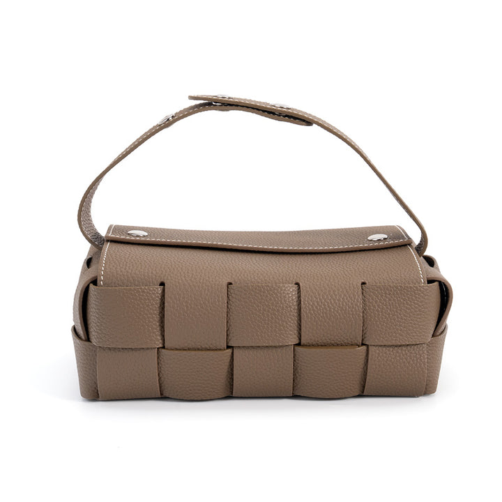 Woven Leather Tissue Box Cover Handcrafted Top Grain Cowhide Decorative Tissue Holder 4 Colors