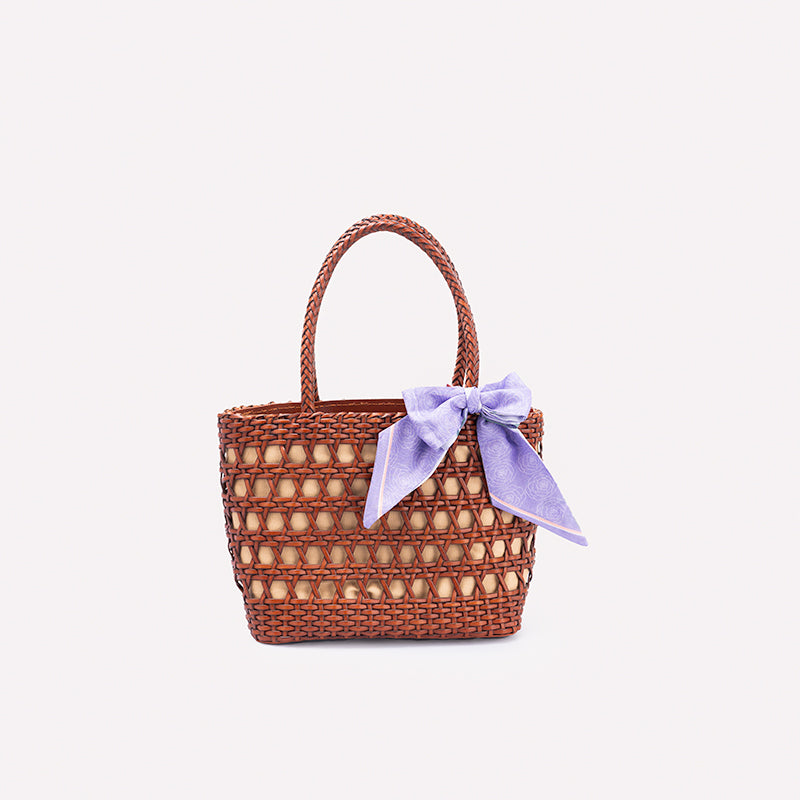 Woven Leather Tote Bag for Women Handmade Open Weave Cowhide Basket Handbag