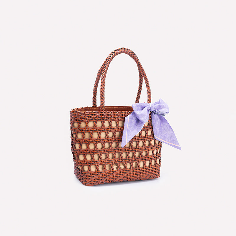 Woven Leather Tote Bag for Women Handmade Open Weave Cowhide Basket Handbag