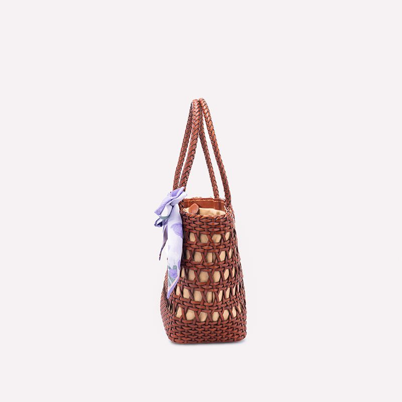 Woven Leather Tote Bag for Women Handmade Open Weave Cowhide Basket Handbag
