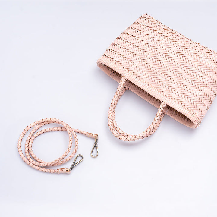 Woven Leather Basket Bag for Women Handmade Cowhide Crossbody Shoulder Handbag