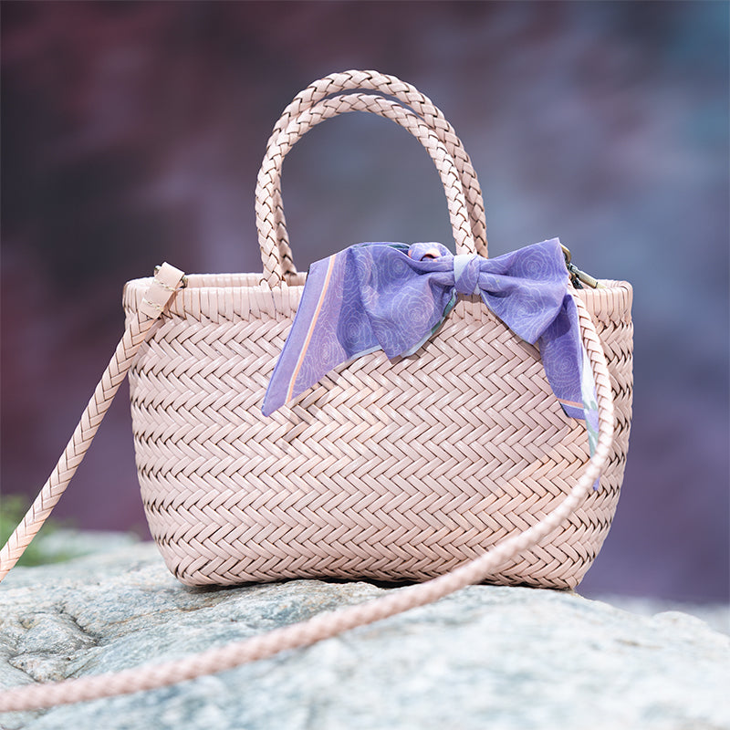 Woven Leather Basket Bag for Women Handmade Cowhide Crossbody Shoulder Handbag