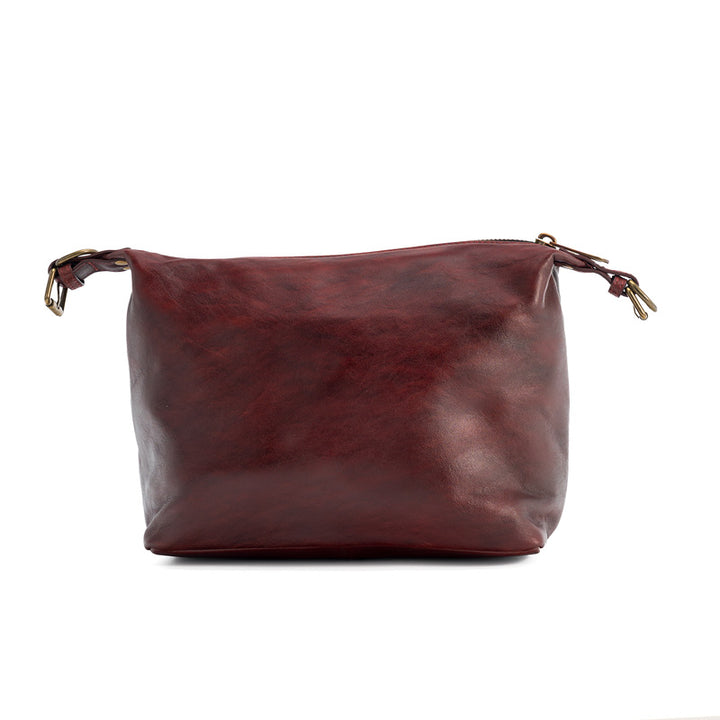 Slouchy Leather Crossbody Bag Washed Full Grain Zip Top Shoulder Bag in Brown
