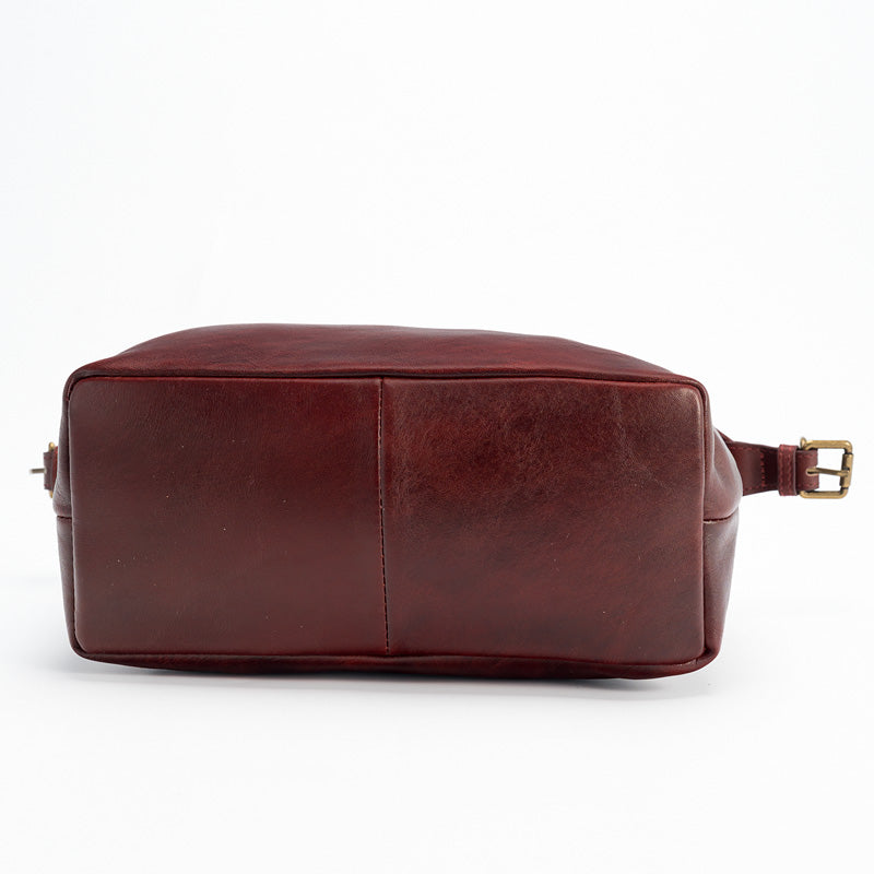 Slouchy Leather Crossbody Bag Washed Full Grain Zip Top Shoulder Bag in Brown
